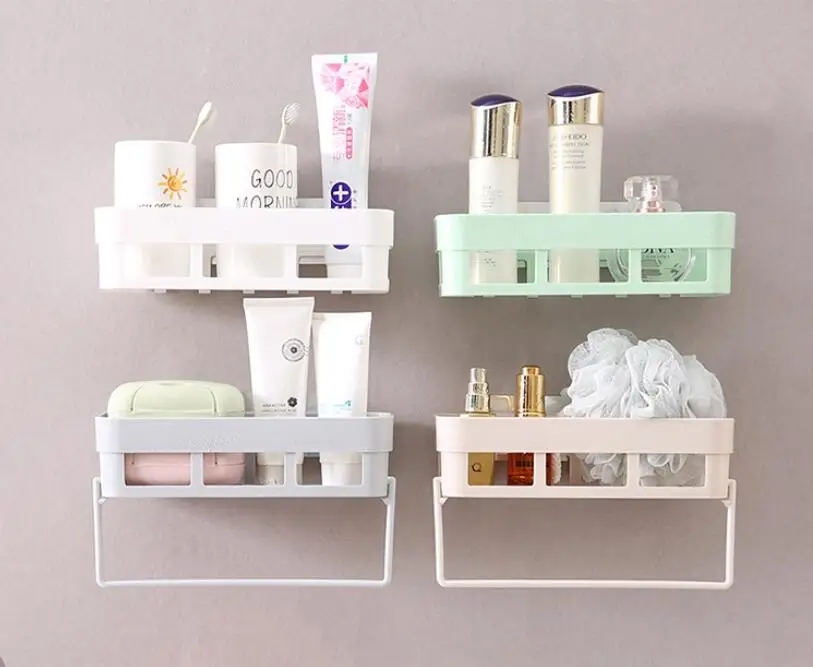 

1PC Kitchen Bathroom Shelf with Towel Rack Corner Shower Shelf Storage Holder Organizer Bathroom Accessories