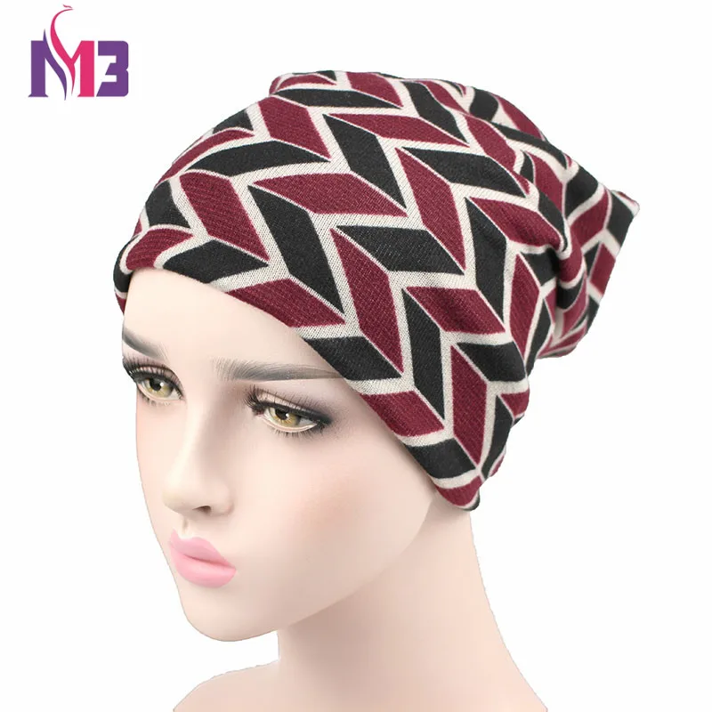 

Autumn Winter Women Beanies Hat Unisex Knitted Polyester Skullies Two Used Neck Warmer Casual Cap Striped Ski Gorros Cap