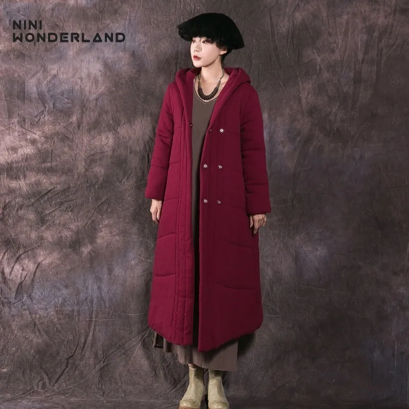 Женская парка с капюшоном NINI WONDERLAND Толстая теплая куртка хлопковой подкладкой
