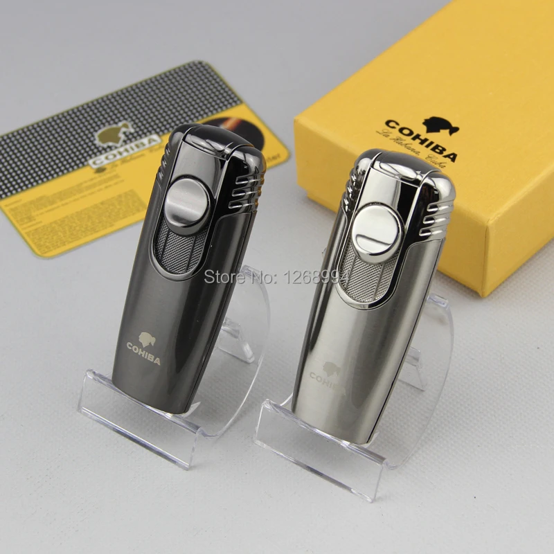 COHIBA Torch Jet Flame Windproof Cigar Lighter Push button compact