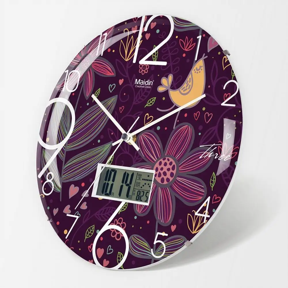 Креативные 3D настенные часы Фиолетовый цветок современный дизайн изогнутое зеркало стекло уникальные часы настенные часы домашний декор