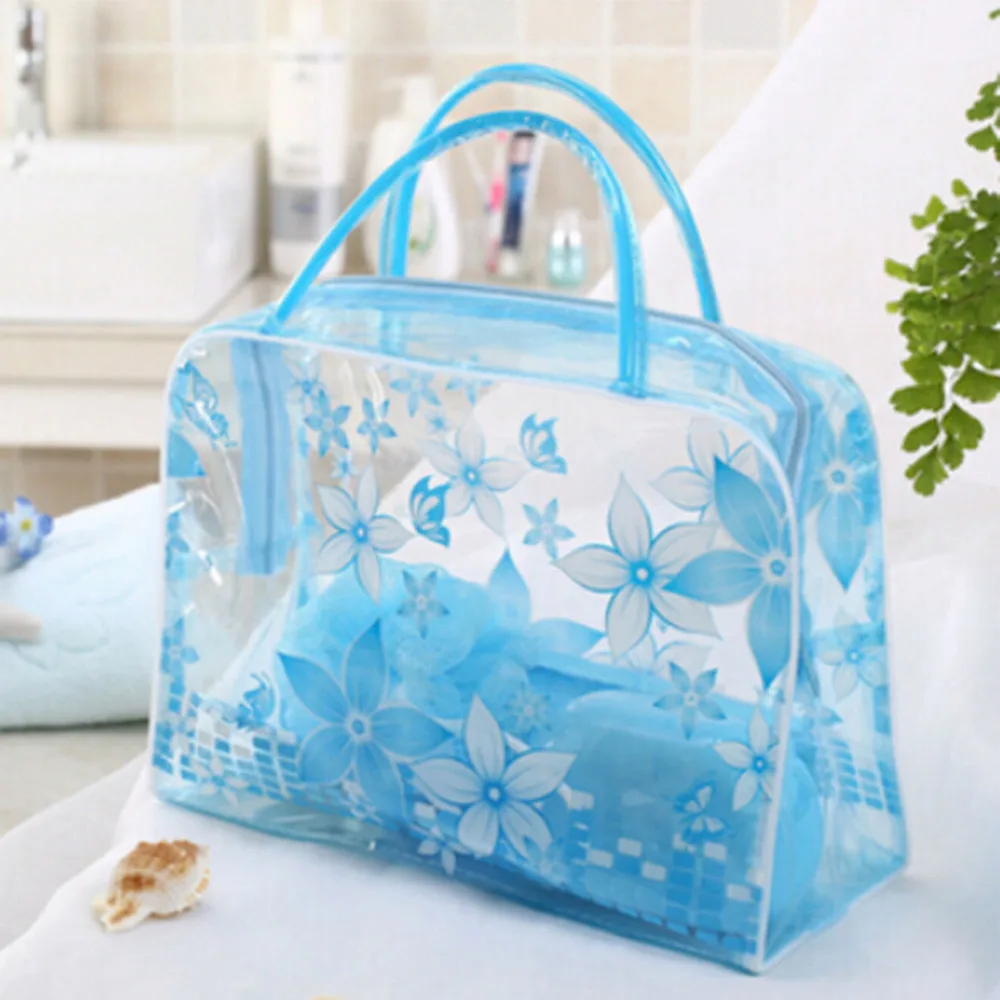 

1PCS Transparent Floral Waterproof PVC Cosmetic Bag Envelope Receive Toiletry Bags Skin Care Makeup Bag Organizer 5 Colors