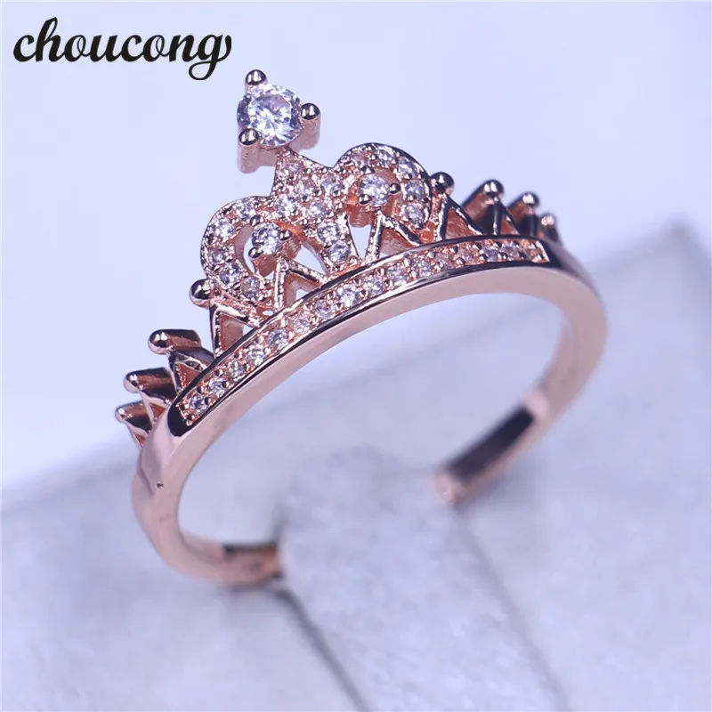 

choucong New arrive Women Crown ring AAAAA zircon Cz Rose gold color Engagement Wedding Band Ring For Women men fashion jewelry
