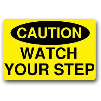 

Caution Watch Your Step Doormat Funny Design Rubber Non-Slip Door Mat Entrance Rug Floor Mat Durable Home Indoor Mats