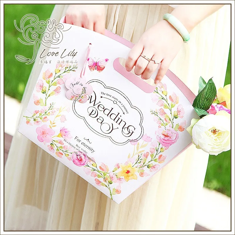 

10pcs European wedding rose handbag Candy box/Bombonera/candy packaging/chocolate bag, bonbonniere party supplies