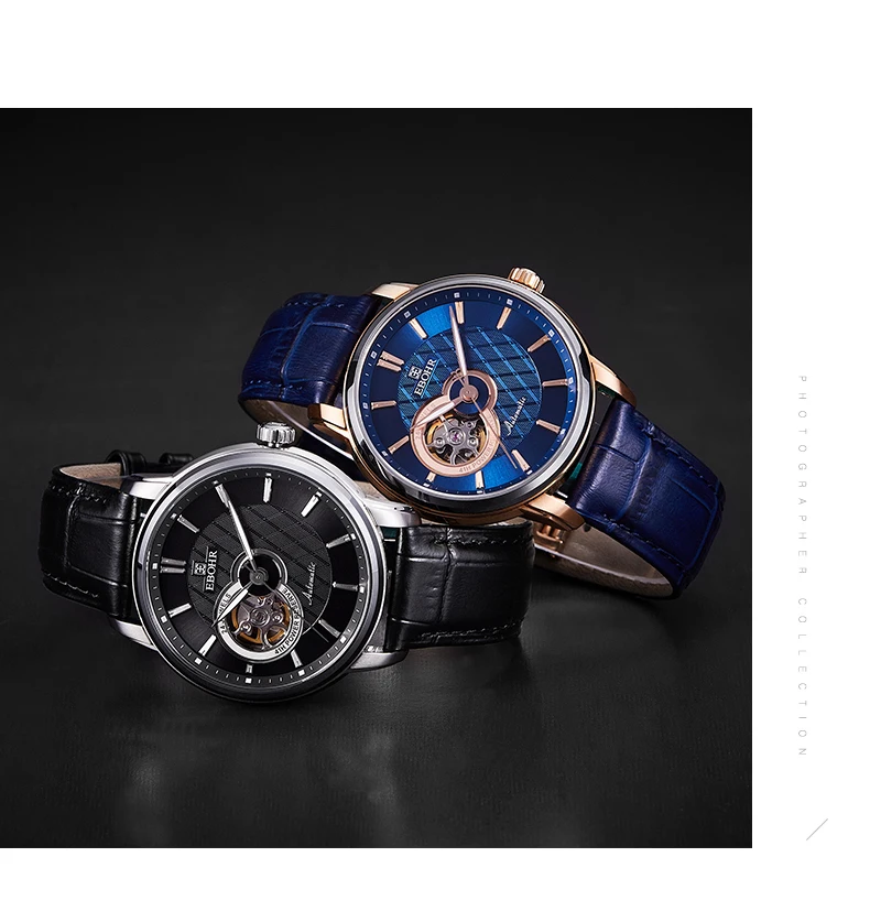 

Ebohr genuine men's watch automatic mechanical watch belt men's hollow watch trend leisure watch 50700332