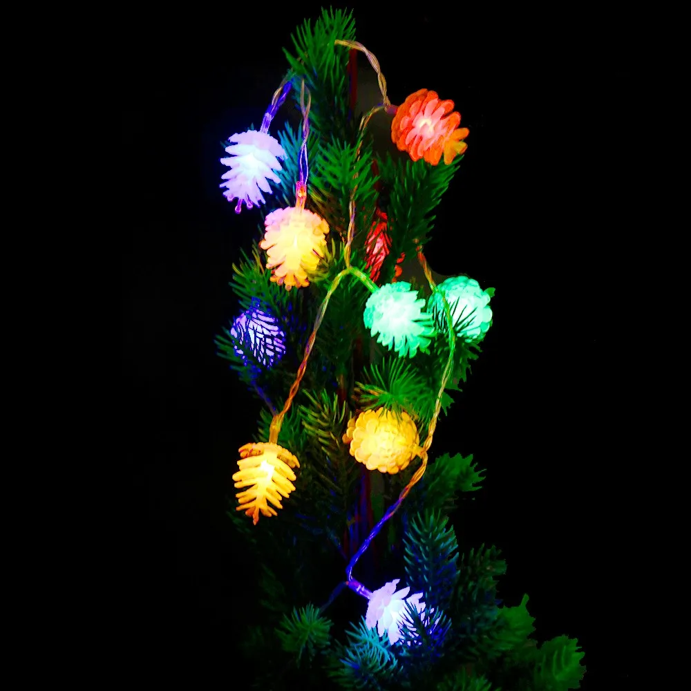 10 шишки светодиодный строка 100 см Длина праздник шишковидной Фонари свет с AA батарейный отсек 3 вида цветов для вечерние Новогоднее украшение HQ
