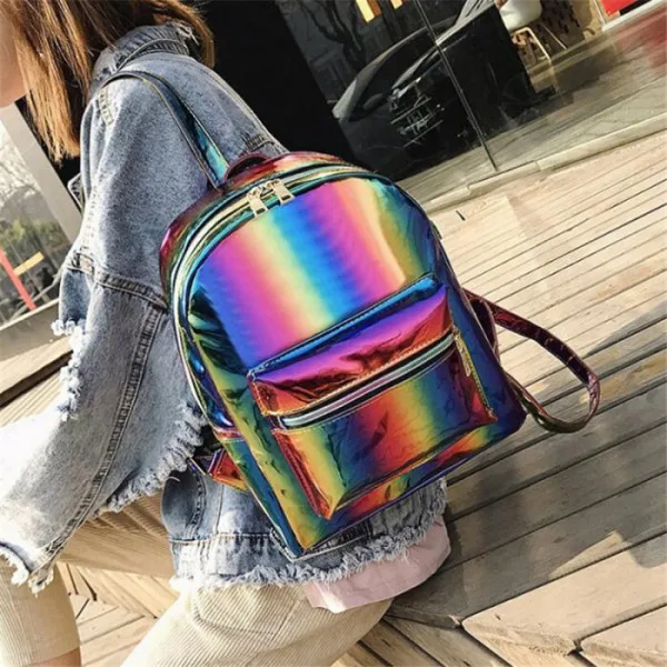 Новые лазерные панельные радужные рюкзаки для женщин, сумки на плечо, женские рюкзаки для девочек-подростков, школьные рюкзаки, большая ВМЕСТИТЕЛЬНОСТЬ - Цвет: Rainbow