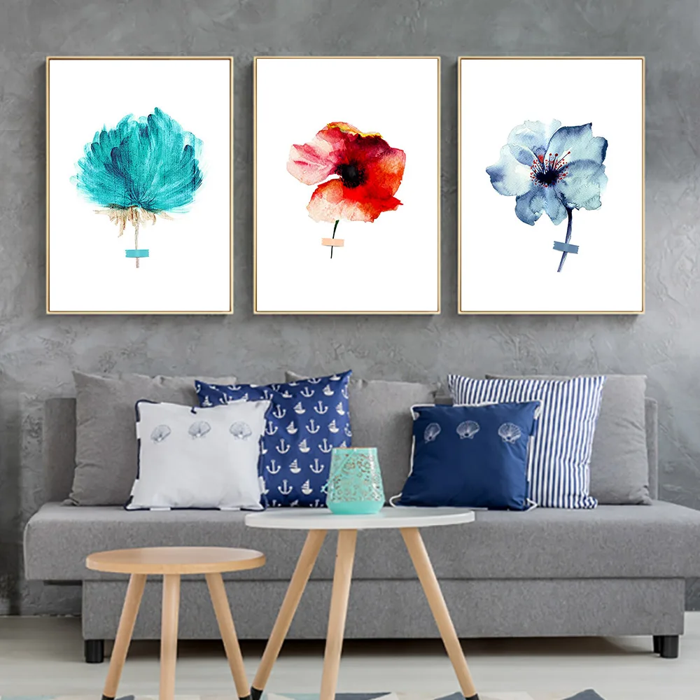 Posters Watercolor Flower Art Canvas Painting Flowers Posters Prints Flower Wall Picture For Living Room Pictures Unframed