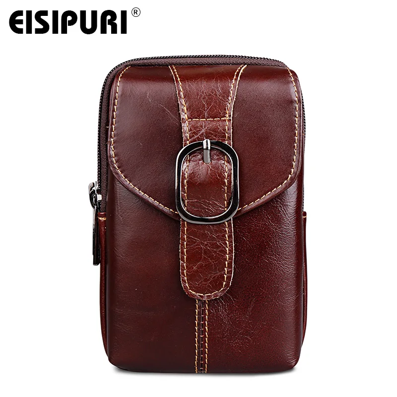 

EISIPUR Phone Cigarette Purse Fanny Pack Waist Bag Leather Hip Bum Money Belt Bag Waist Packs Men Belt Pouch Bags Vertical