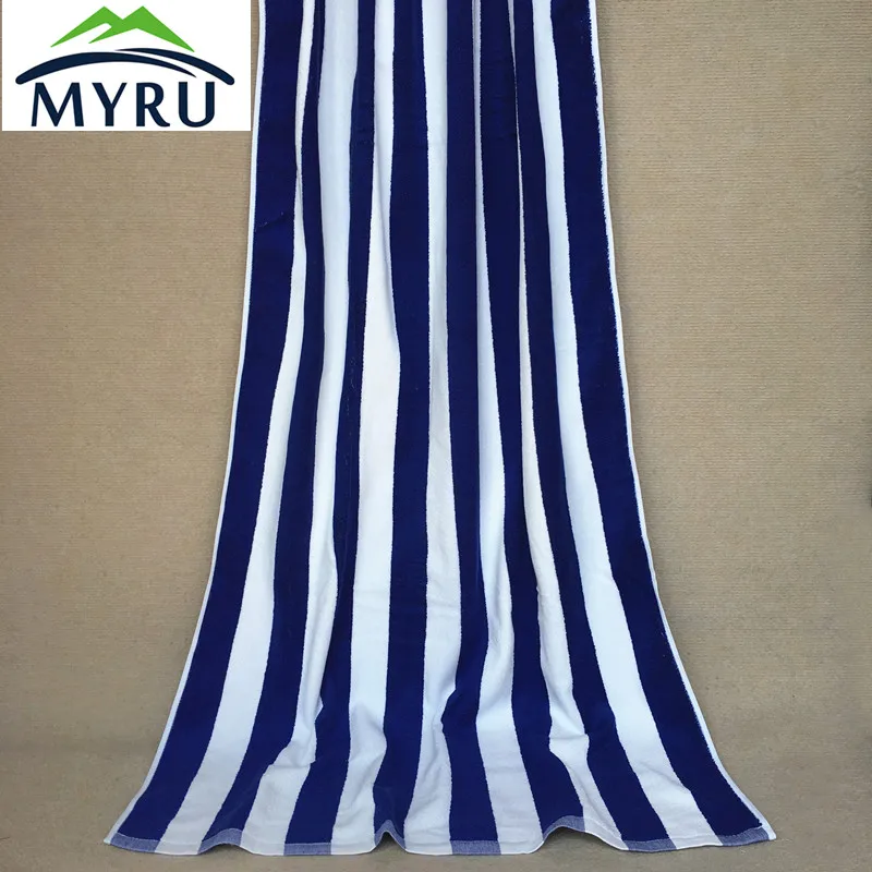 Mediterranean style Blue stripe cotton bath towel Double ...