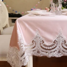 Новинка, красивые кружевные скатерти для стола, коврик для стола, Европейский Розовый и белый обеденный коврик, Свадебный Романтический Dec FG791