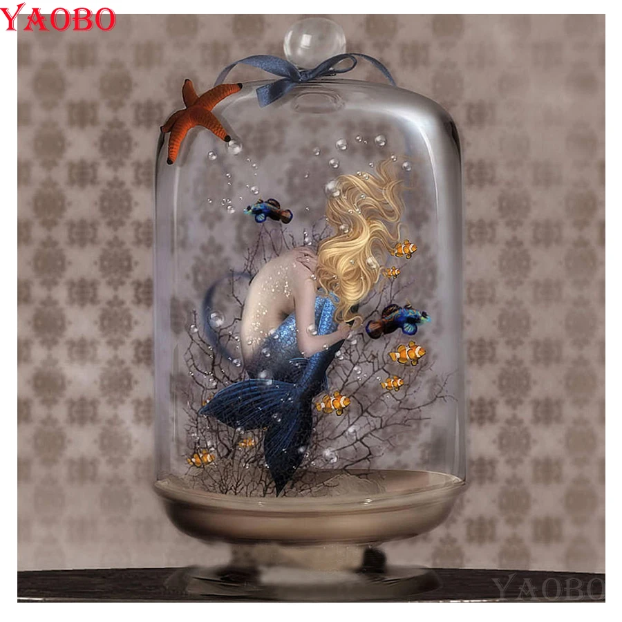 Diy Diamond Painting "mermaid In The Bottle" Full Square Diamond