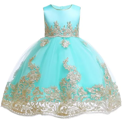 Платья с цветочным узором для девочек; одежда на год; вечерние платья без рукавов с большим бантом для маленьких девочек; платье принцессы на свадьбу; детское праздничное платье; Vestidos - Цвет: green