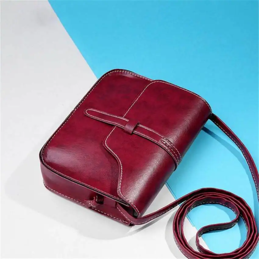 Сумки для женщин, винтажная кожаная сумка через плечо, сумка-клатч, женская Сумка bolso mujer borsa donna Pueple, розовый, коричневый - Цвет: Красный