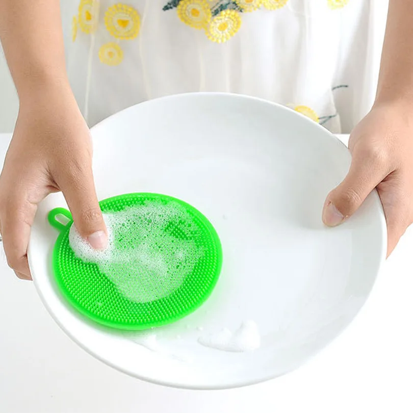 

Dishwashing Brush Silicone Scouring Pads 2pcs Reusable Pot Dish Wash Cloth Vegetable Cleaning Brush Cleaning Tools EPD014