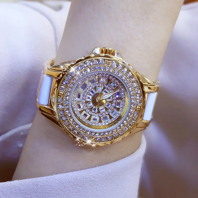 Модные женские наручные часы Роскошный бренд кристалл платье Bling Diamond Стразы