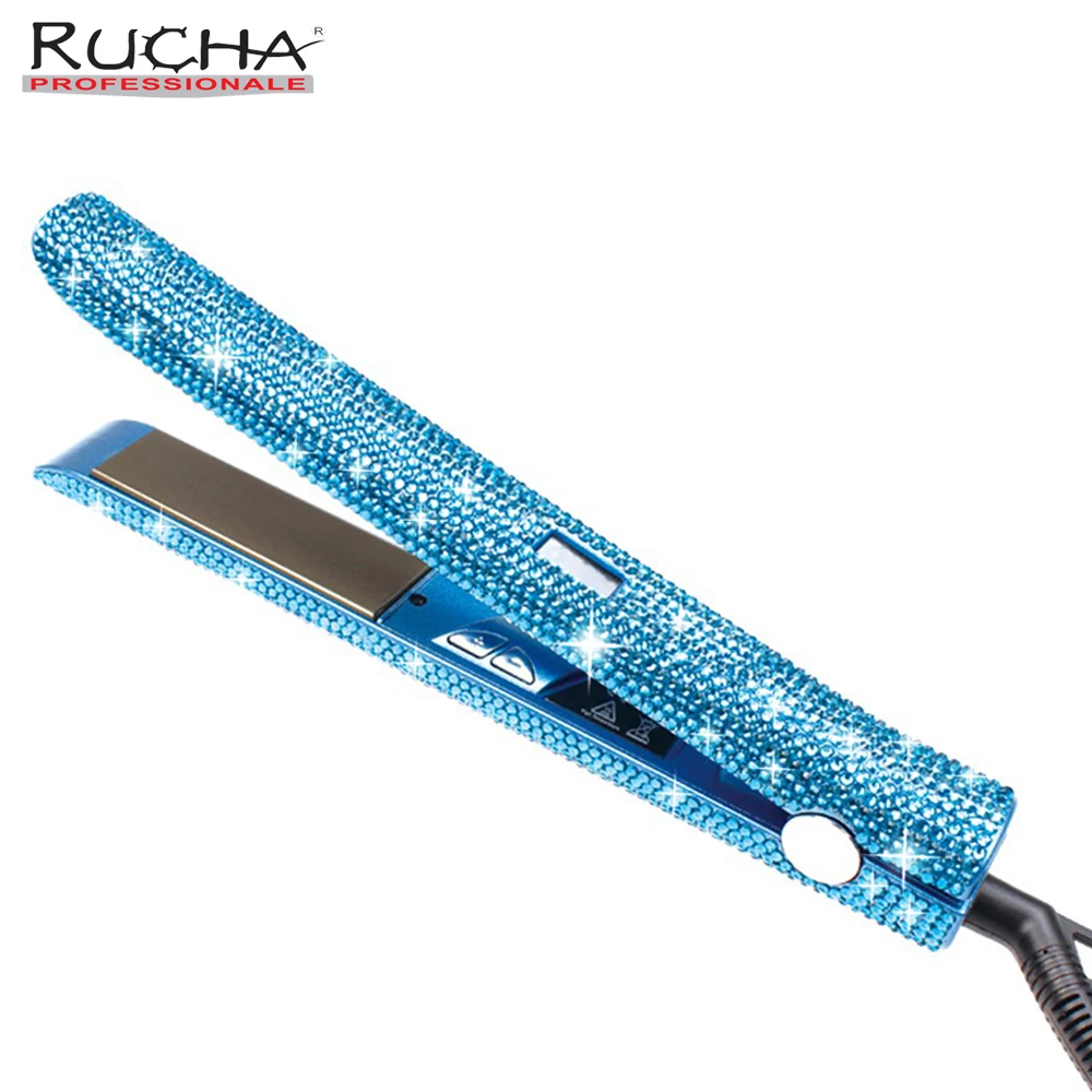 

Rucha Rhinestones Handmade 470F Hair Straightener with MCH Fast Heating Electric Titanium Flat Iron as Hair Styling Tools Gift