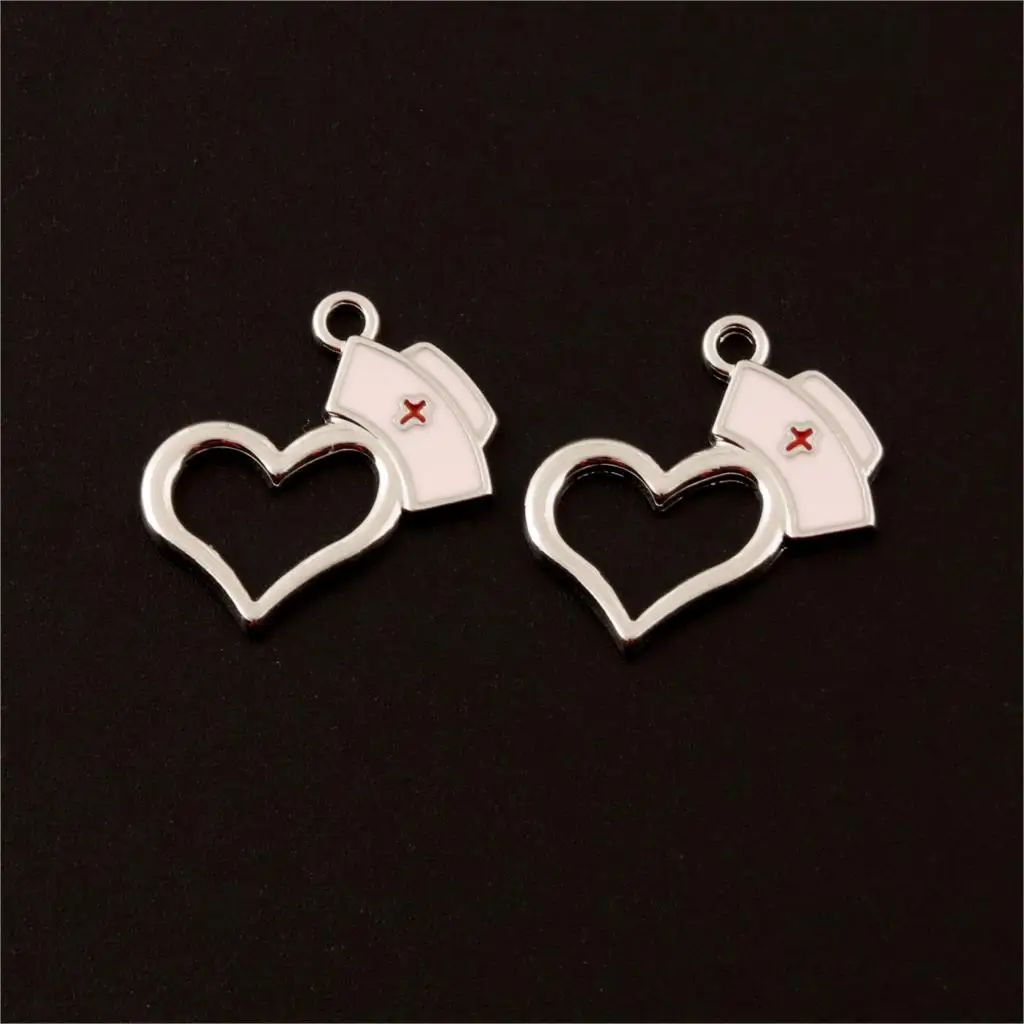 

5pcs Antique Silver Heart Nurse Cap Charms Doctor Medicine Pendant Finding DIY Bracelet Jewelry accessories 20X20mm A306
