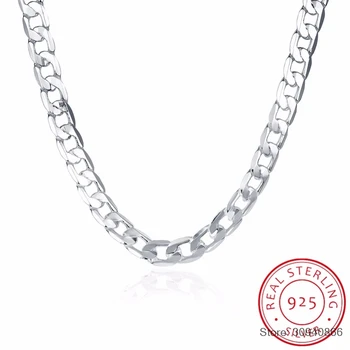 

10MM 20inch men's jewelry silver fine jewelry Authentic 925 Sterling silver men necklace Link Chains necklace men Russian
