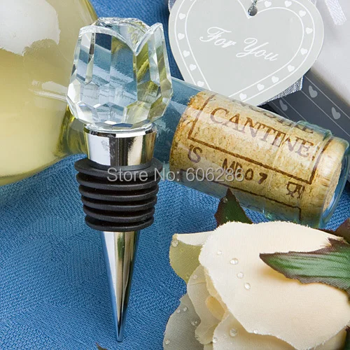 

100pcs/LOT Wedding Supplies White Crystal Rose Wine Bottle Stopper for Event Party Return Gifts