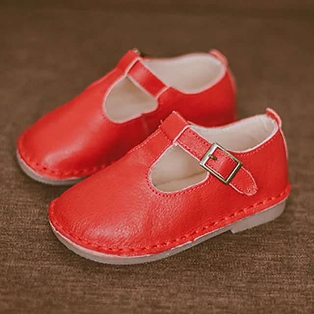 Kitiin 2017 Luxury Baby Girl Leather Shoes Infant First Walkers T Strap Child Princess Shoes