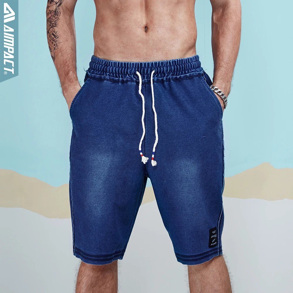 Aimpact хлопковые шорты Для мужчин досуг Повседневное Jogger для Для мужчин 2018 на лето и весну модные хип-хоп мужской вязаный джинсы короткие 2AM2005