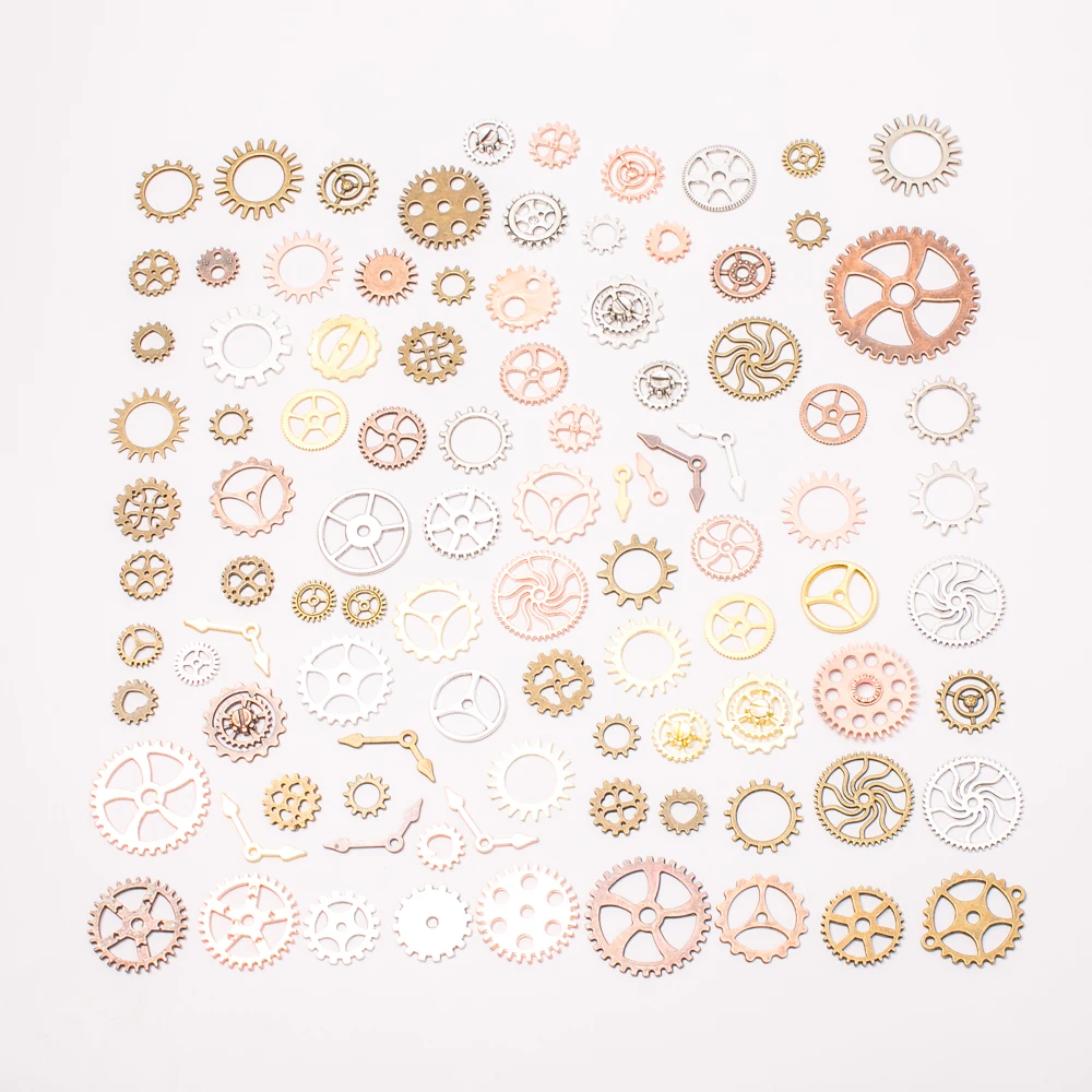 wholesale 100g random 5 color mixing gears Charms Steampunk Movement DIY Jewelry Charms js1321 Jewelry Findings