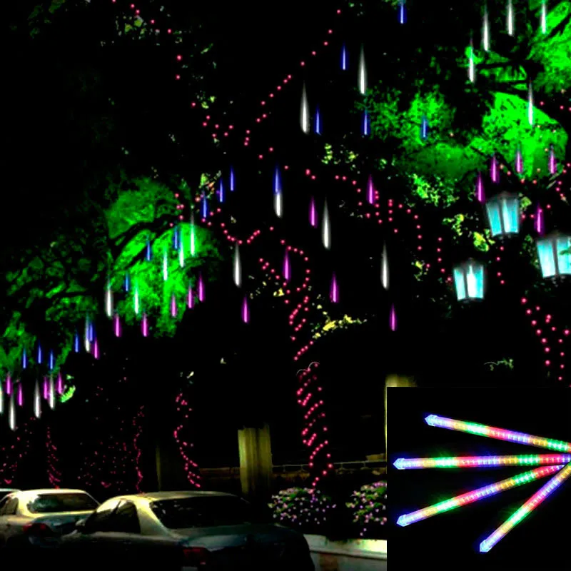 50 cm Lampu Hias LED String Meteor Shower Rain Tabung 100-240 V UNI EROPA US Plug Luar Natal Cahaya LED Pohon Decor