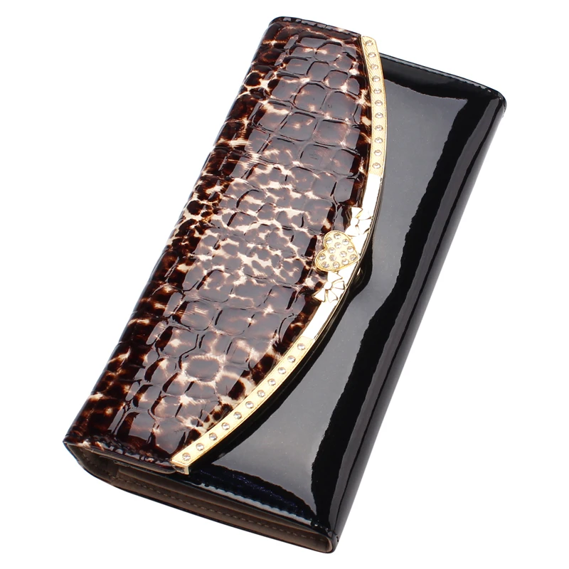 

New Arrival Amasie Egee Luxury Style Fashion Leather Female Wallet Long Leopard Clip Wallet Genuine Leather Handbag EGT0128