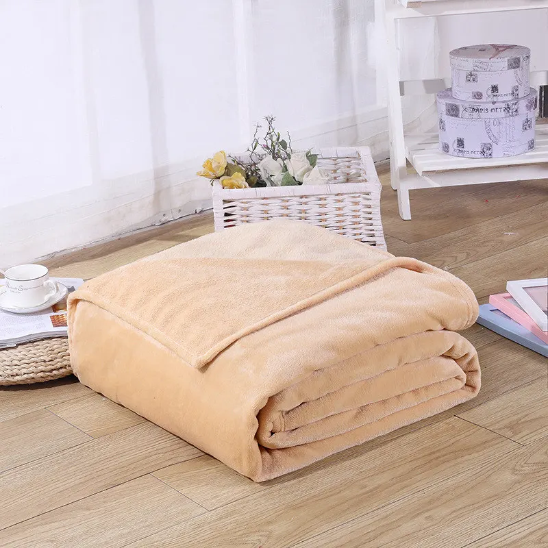 Фланелевое однотонное одеяло для дивана, постельные принадлежности, мягкая зимняя простыня в клетку, 150*200 см, 180*200 см, 200*230 см - Цвет: Khaki