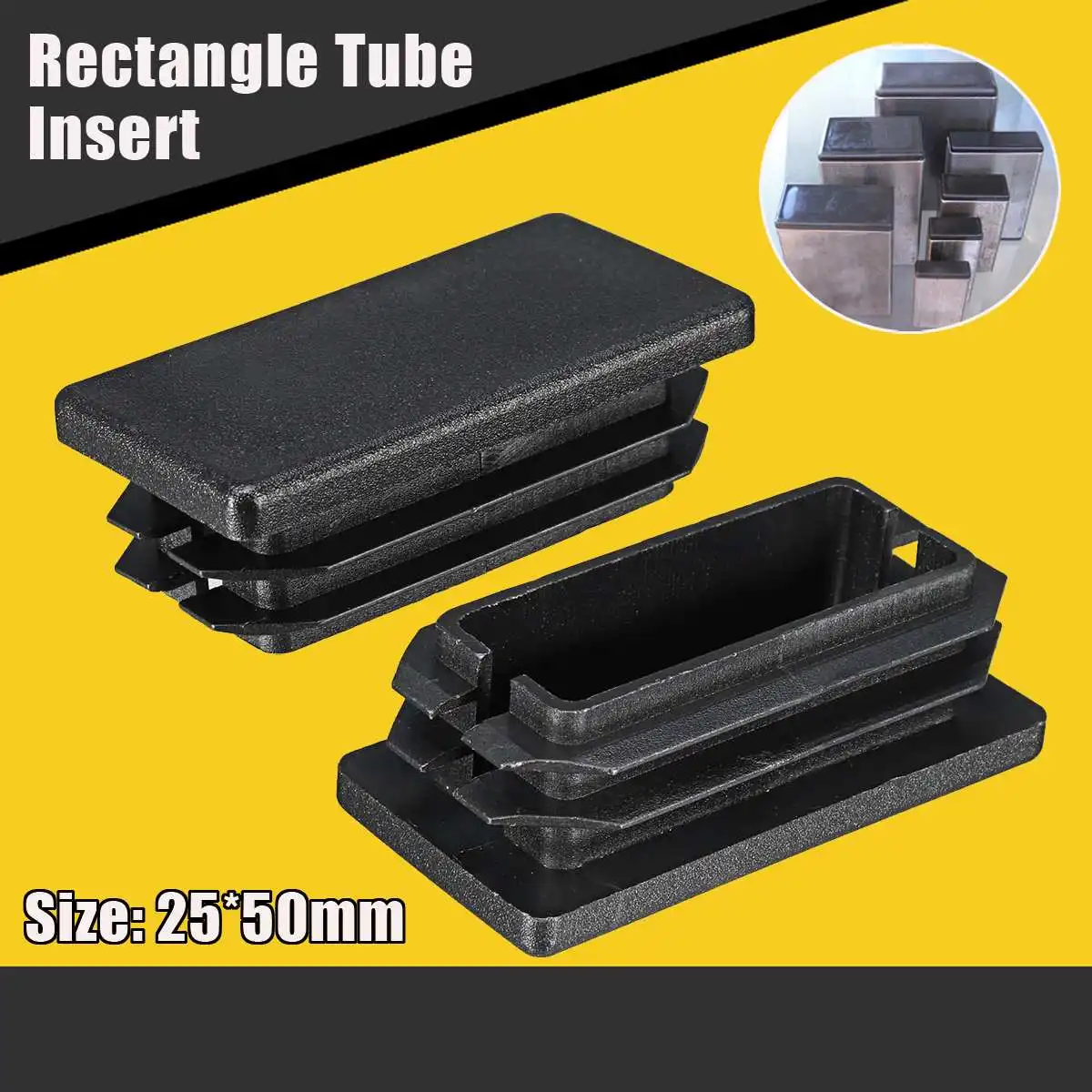 

25*50 Rectangle Tubing Insert Plastic End Cap Finishing Plug Oblong Hole Insert Furniture Home