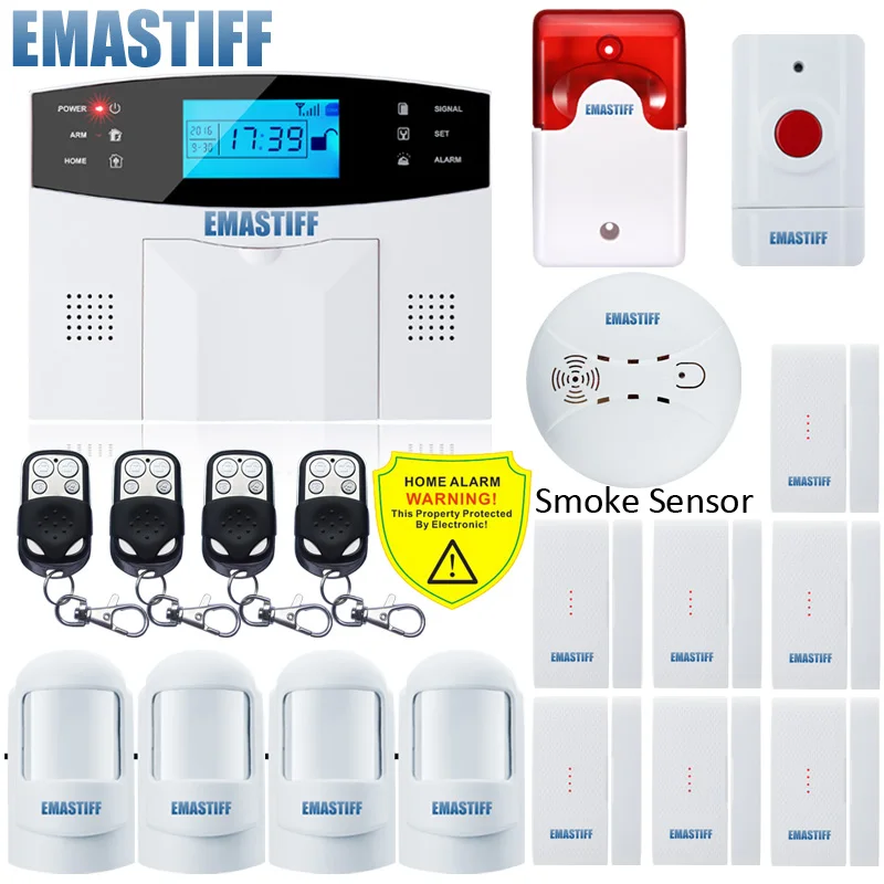 DHL Free Shipping English Russian Spanish French Voice Wireless GSM Flash Siren Home Security Alarm Systems