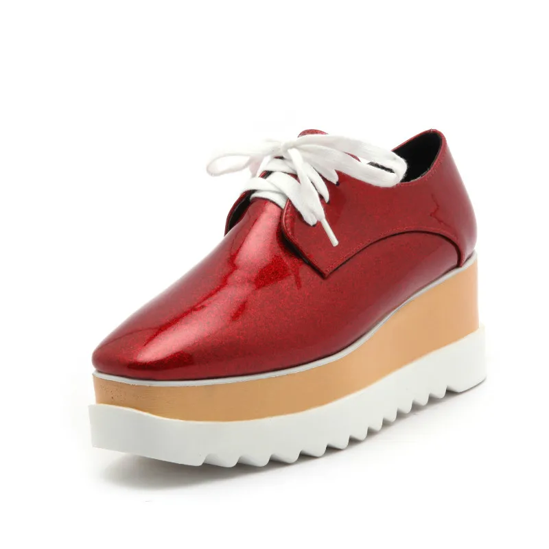 

Brogue Shoes Woman Candy Bling Colors Platform Women Oxfords British Style Creepers Cut-Outs Flat Casual Women Shoes EUR 34-42