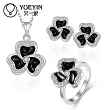 Модные Австрийские кристаллы ожерелье классические ювелирные комплекты свадебное платье Посеребренная Мода кулон ожерелье для женщин