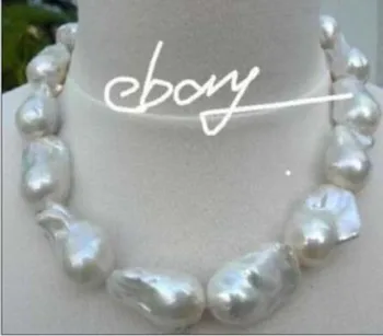 

Huge 18"26mm natural south sea genuine white NUCLEAR pearl necklace TOP HUGE
