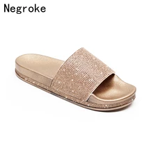 

2018 New Arrival Women Slippers Rhinestone Sandals Spring Summer Slides Home Beach Slippers Flat Platform Shoes Woman Flip Flops