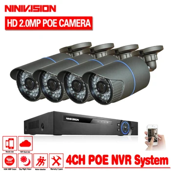 

NINIVISION P2P 1080P Full HD 4CH POE NVR 24 IR Day Night Outdoor Waterproof FTP Security 4pcs IP Cameras Home CCTV POE System