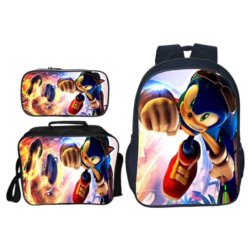 3 шт./компл. Sonic зубная щётка тени рюкзаки для детей с принтом с героями мультфильмов школьные сумки для мальчиков и девочек начальной школы школьный студенты костюм рюкзаки подарки