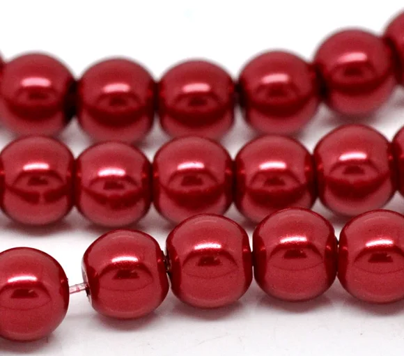 

Glass Loose Beads Round Dark Red Color About 6mm Dia,Hole: Approx 1mm,82cm(32 2/8"),1 Strand(Approx 145 PCs/Strand)
