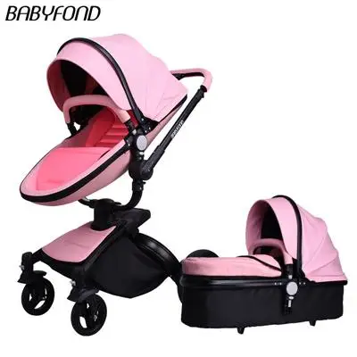 Babyfond/Роскошная детская коляска 3 в 1; модная коляска; Европейская коляска; складная детская коляска без налога; ; подарки - Цвет: Pink 2 in 1