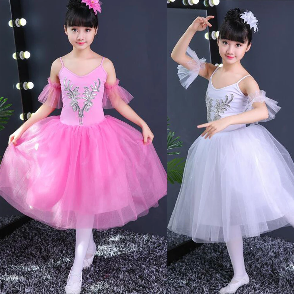 Романтические балетные костюмы-пачки, система ремней для переноски ребенка, Длинные тюлевые пуанты лебедя, платье для девочек, платье для катания на коньках, костюмы