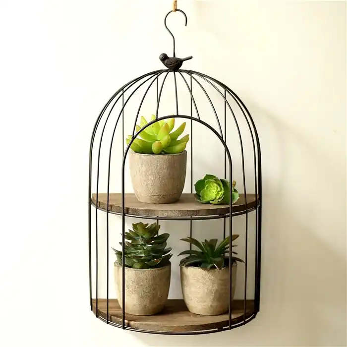 Metal Birdcage Wall Shelf Retro Wall Iron Flower Frame Simple Wall Decorated Solid Wood Birdcage Wall Shelves Storage Holders Racks Aliexpress