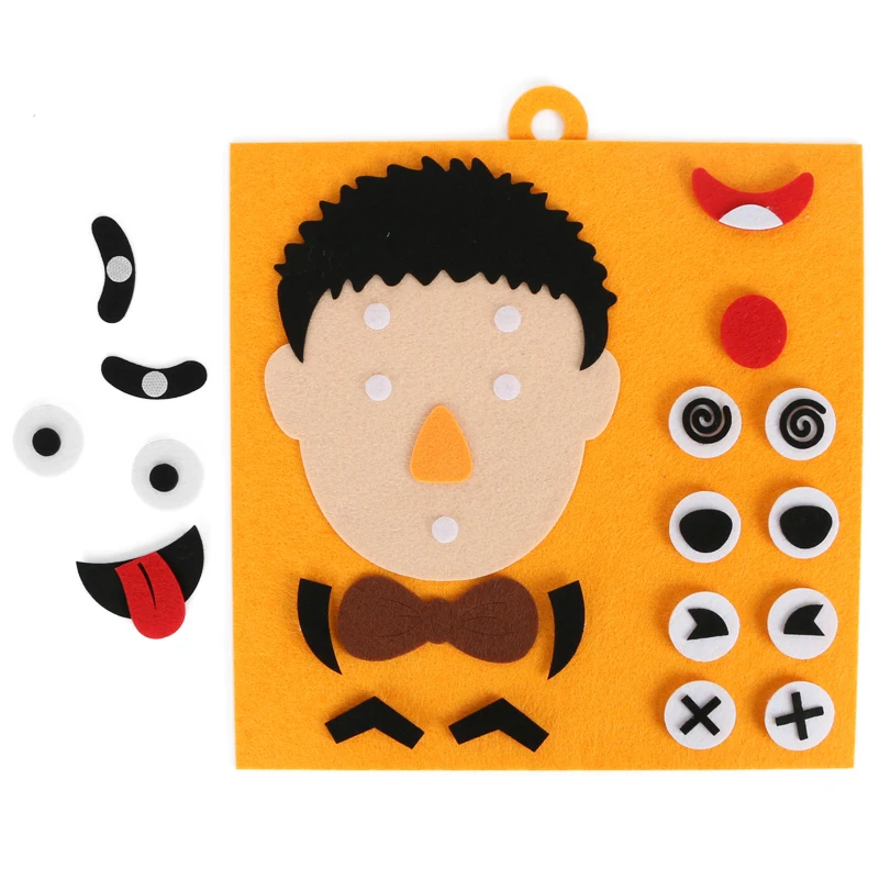 Big Felt Cloth Facial Expression Kids Can Combine Any Expression Intellectual Felt Puzzle Teaching  - 32858121073