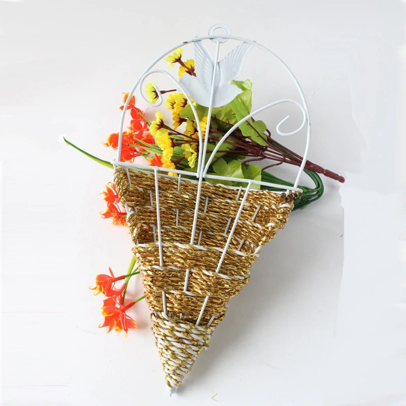 Европейский Стиль Цветочная висячая корзина натуральная плетеная корзина для цветов горшок ваза из ротанга корзина для дома сад стены
