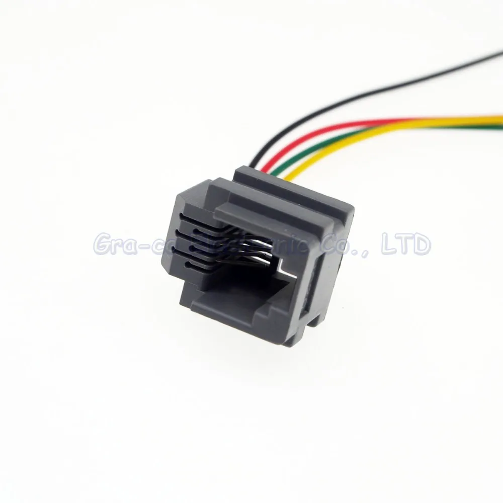 50pcs 6P4C RJ11 Jack with cable RJ11 Telephone Outlet with cable 150MM