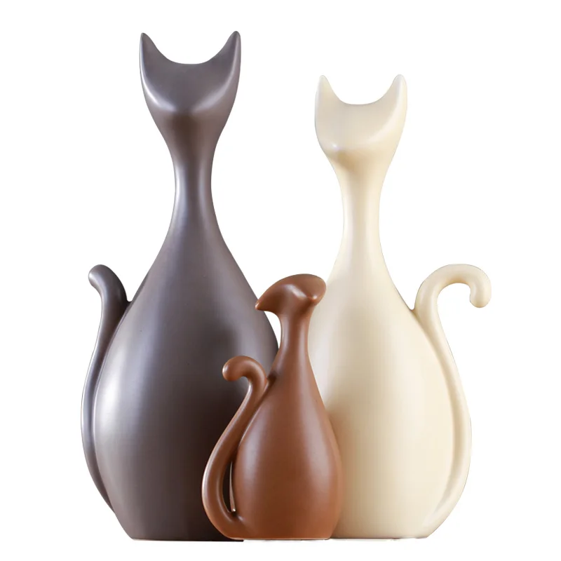 

Simple Modern Abstract Decoration Crafts Hotel Decor Cat Family High-end Ceramic Ornaments Home Decoration Accessories Figurines