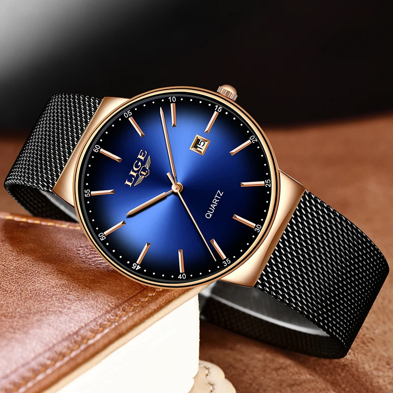 

Top Brand Luxury LIGE Mens Watches Casual Fashion Watch Men Net with Waterproof wristwatch Analog Quartz Watch Relogio Masculino