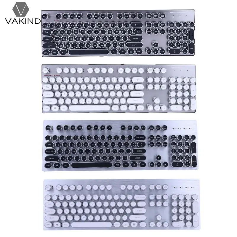 

Retro Steam Punk Style Computer Teclado 104 Keys Gaming Mechanical Keyboard with 12 Backlight Typewriter Notebook Desktop PC