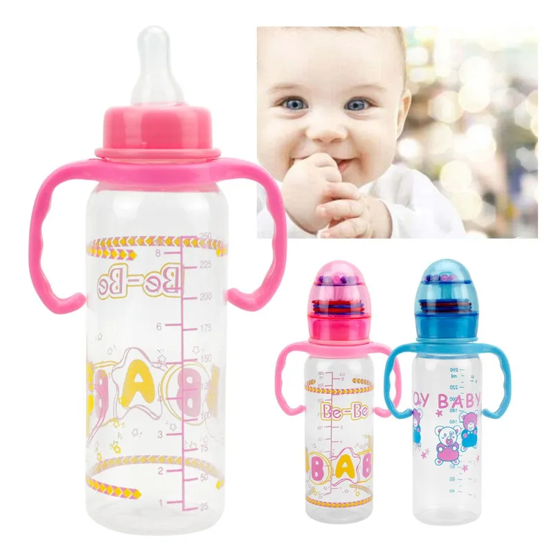 Новорожденный 250 мл детская бутылка автоматическое соломинка ручка Силиконовая Сиппи тренировочные чашки питьевая вода молоко бусины смешная шейкерная бутылка